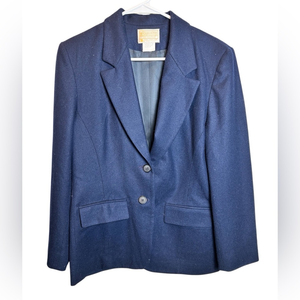 Vintage Women’s Pendleton 100% Wool Navy Blazer Size 8 - Picture 1 of 3
